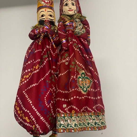 Vintage Handmade Indian Kathputli Puppet Doll Pair - Picture 4 of 7